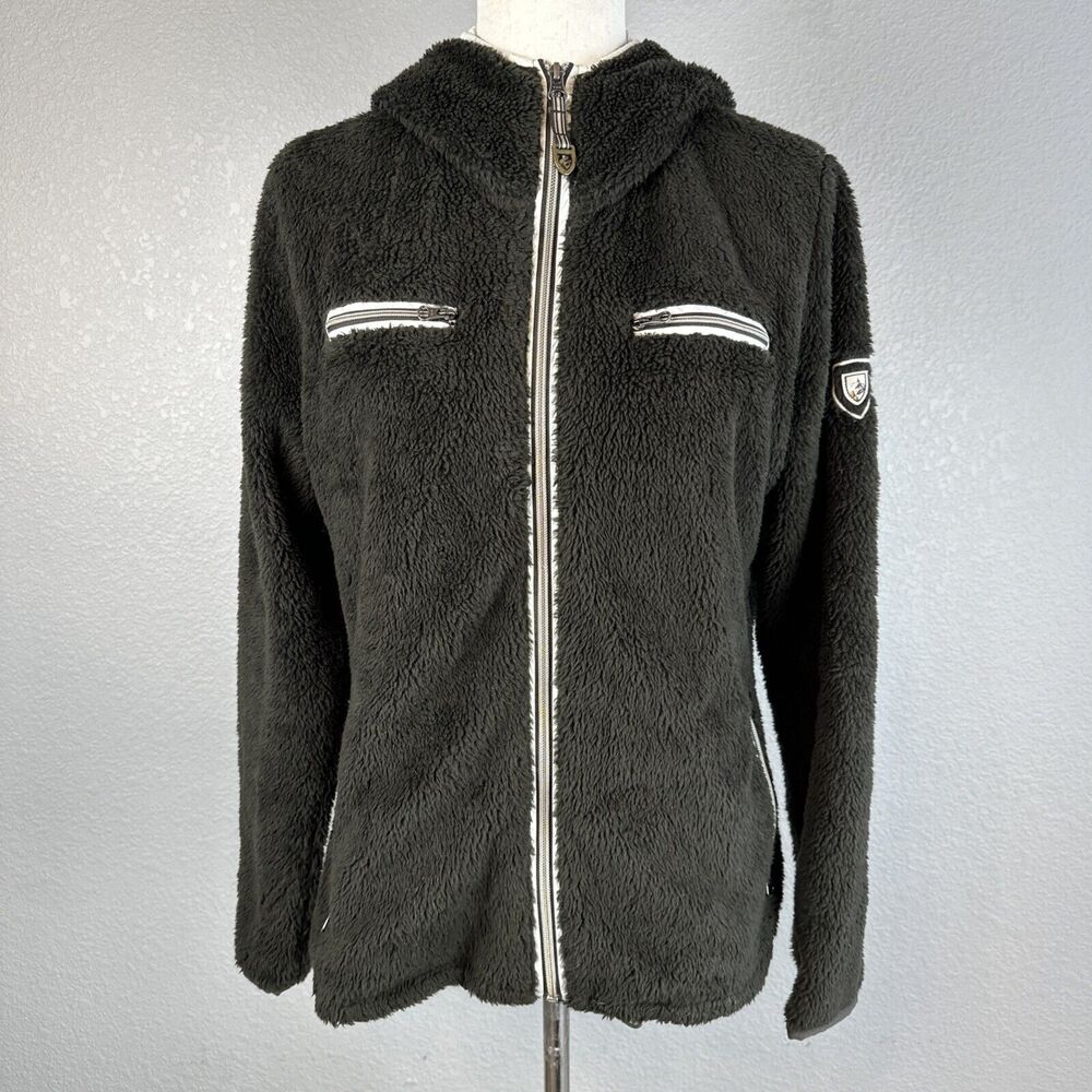 Kuhl Womens Skata Fleece Jacket Size M Full Zip Hoodie Brown Thumbholes Pockets